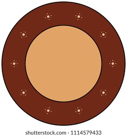 Isolated vector illustration. Abstract round background, frame or decor with dotted motifs. Ethnic folk style.