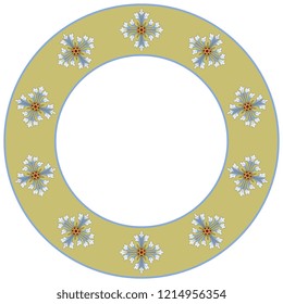Isolated vector illustration. Abstract round decor, frame or texture with stylized vintage flowers.