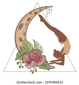 Ilustración vectorial aislada de un acróbata, intérprete de circo en un fondo blanco. Chica en un anillo acrobático para diseñador, clipart, logo, icono, postales, trucos, escuela de baile