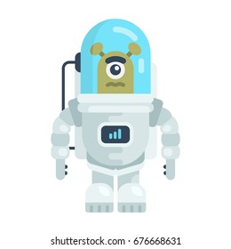 Isolated vector illustration of alien. The alien in a spacesuit.