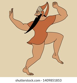 Isolated vector illustration. Ancient Etruscan man or god. Cartoon style.