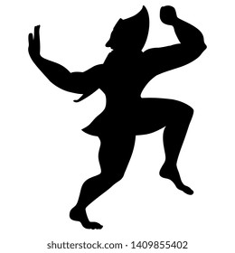 Isolated vector illustration. Ancient Etruscan man or god. Black silhouette on white background.