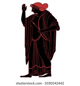 Isolated vector illustration. Ancient Greek goddess Artemis. Based on classic vase painting image.