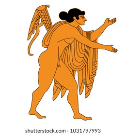 Isolated vector illustration. Ancient Greek god Apollo. Based on classic vase painting image.