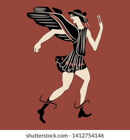 Isolated vector illustration. Ancient Greek god Hermes. 