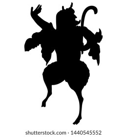Isolated vector illustration. Ancient Greek satyr or god Pan. Fantastic mythological creature. Black silhouette on white background.
