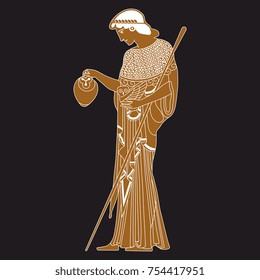 Isolated vector illustration of ancient Greek goddess Athena. 