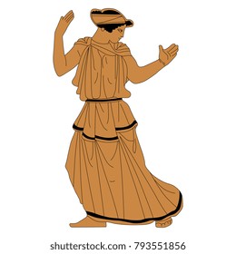 Isolated vector illustration of ancient Greek woman. Based on authentic red pottery style image.