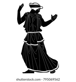 Isolated vector illustration of ancient Greek woman. Based on authentic old Greek vase painting image.