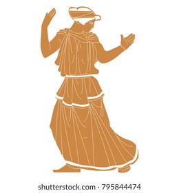 Isolated vector illustration of ancient Greek girl. Based on authentic vase painting image.