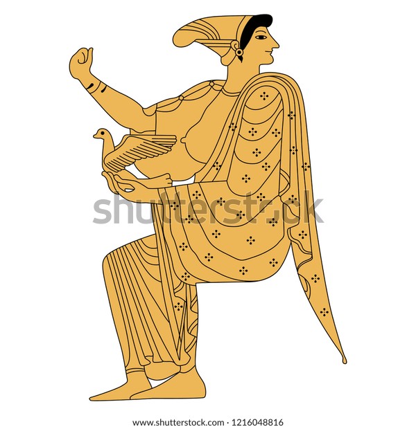 Isolated Vector Illustration Ancient Greek Seated Stock Vector