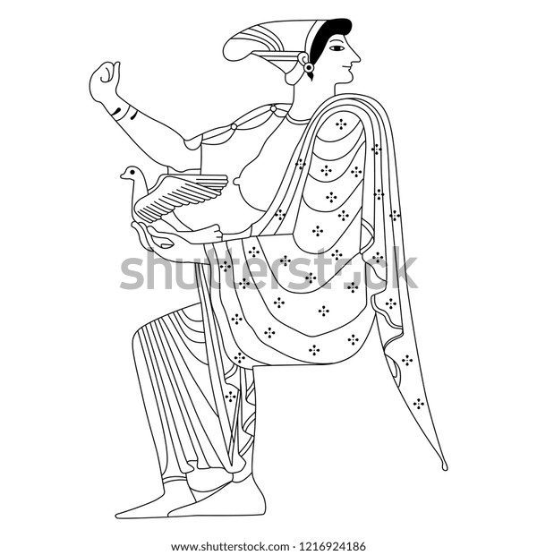 Isolated Vector Illustration Ancient Greek Seated Stock Vector