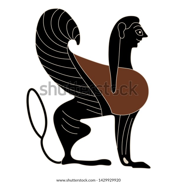 Isolated Vector Illustration Ancient Greek Sphinx Stock Vector (Royalty ...