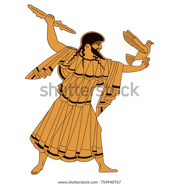 Isolated Vector Illustration Ancient Greek God Stock Vector