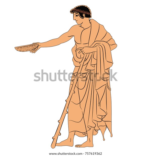 Isolated Vector Illustration Ancient Greek Youth Stock Vector (Royalty
