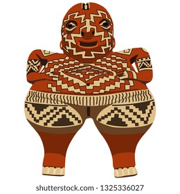 Isolated vector illustration. Ancient tribal female figurine. Mexican Venus from Chupicuaro. Pre Columbian art. Musee du quai Branly in Paris. Flat cartoon style.