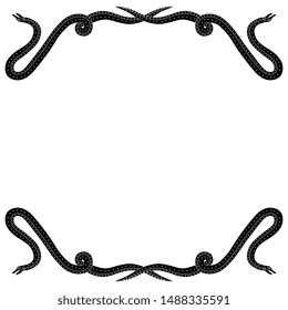 Isolated vector illustration. Animal frame or background with stylized snakes. Black and white silhouette.