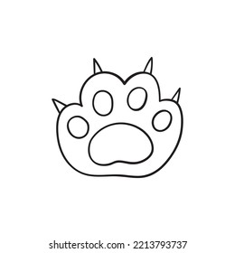 Isolated vector illustration of animal paw. Cute thin line icon for design, cover etc.	