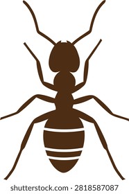 Isolated vector illustration of an ant with segmented body and antennae