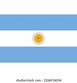 Isolated vector illustration of the Argentinian national Flag.