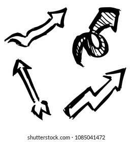 Isolated Vector Illustration of Arrows. Outline, Silhouette, Flat, Icon, Sign, Logo, Symbol, Object, Graphic Design, Background, Element, Illustration for Print.