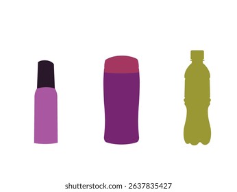 Isolated Vector Illustration of Assorted Bottles on White Background for Product Mockups and Design Projects