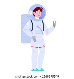 Isolated vector illustration of astronaut. Man in a spacesuit. Cosmonaut having a space mission