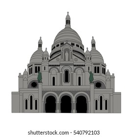 Isolated vector illustration of The Basilica of the Sacred Heart of Paris.
