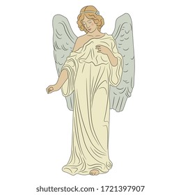
Isolated vector illustration. Beautiful vintage angel. Art Nouveau style.