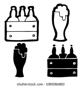 Isolated Vector Illustration of Beers. Outline, Silhouette, Flat, Icon, Sign, Logo, Symbol, Object, Graphic Design, Background, Element, Illustration for Print.