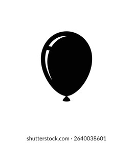 Isolated vector illustration of a black balloon with a distinct reflection, commonly used for party or event decorations on a clean, white backdrop.
