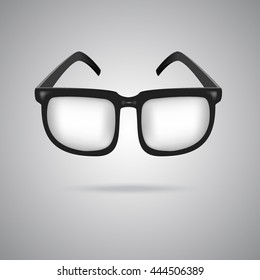 Isolated vector illustration of black glasses with lens.