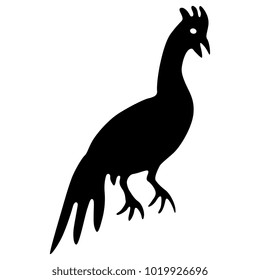 Isolated vector illustration. Black silhouette of a stylized rooster or hen. Mexican folk motif. Otomi Tenango embroidery style.