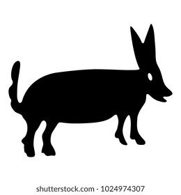 Isolated vector illustration. Black silhouette of a stylized animal. Pig, rabbit or hare. Based on traditional Mexican Otomi Tenango embroidery motif.