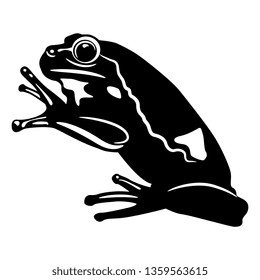 Isolated vector illustration. Black and white flat silhouette of a frog.
