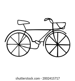 Isolated vector illustration black and white design of a lined bicycle . The design is perfect for cards, coloring, textiles, illustrations, badges, stickers