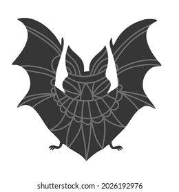 Isolated vector illustration black and white design of Halloween silhouette of bat. The design is perfect for stickers, illustrations, badges, cards, icons, decorations, advertisements