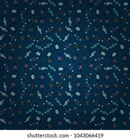 Isolated. Vector illustration. Blue, black and neutral version. Cute and colorful candy sweet seamless pattern on blue, black and neutral background.