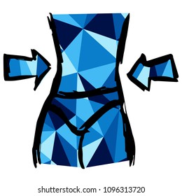 Isolated Vector Illustration Blue Polygon Geometric of Fitness Waist Weight Loss. Flat, Icon, Sign, Logo, Symbol, Object, Graphic Design, Element, Background, Print.