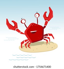 Isolated vector illustration of bright cheerful crab