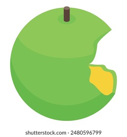 Isolated vector illustration of a bright green apple with a single bite taken out