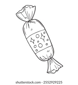 Ilustración vectorial aislada de caramelos. Lindo icono de línea delgada para el diseño, cubierta, etc.