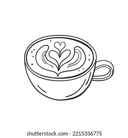 Ilustración vectorial aislada del cappuccino. Icono de línea delgada para diseño, cubierta, etc.	