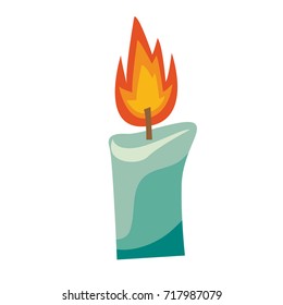 Isolated vector illustration of cartoon  flaming candle
