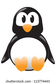 Isolated vector illustration of cartoon penguin