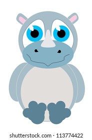 isolated vector illustration of cartoon rhino