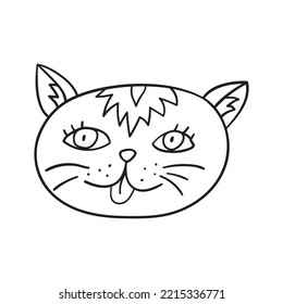 Isolated vector illustration of cat. Cute thin line icon for design, cover etc.