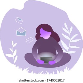 Isolated vector illustration of characters with smartphones. Collection of people holding gadgets and send mail. Human with devices send message.