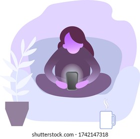 Ilustración vectorial aislada de personajes con smartphones. Colección de personas que tienen gadgets y envían correo. Los humanos con dispositivos envían mensajes.