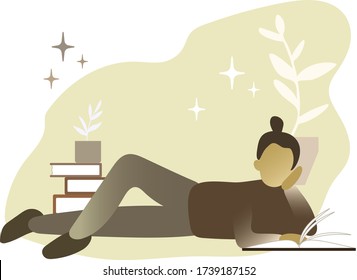 Ilustración vectorial aislada de personajes con libro de texto. Colección de exámenes de preparación para estudiantes. Leyendo y estudiando a la persona.